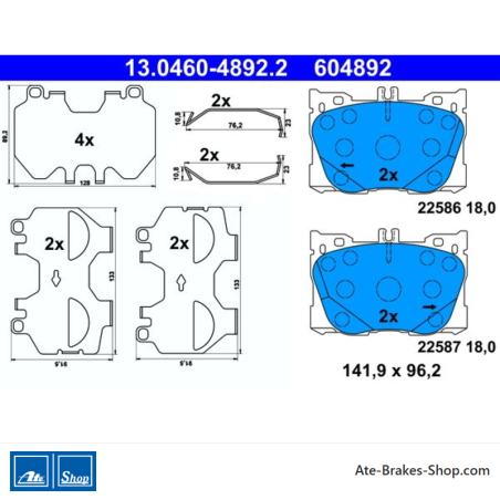 ATE originalen Bremsbeläge (13046048922) für Mercedes-Benz