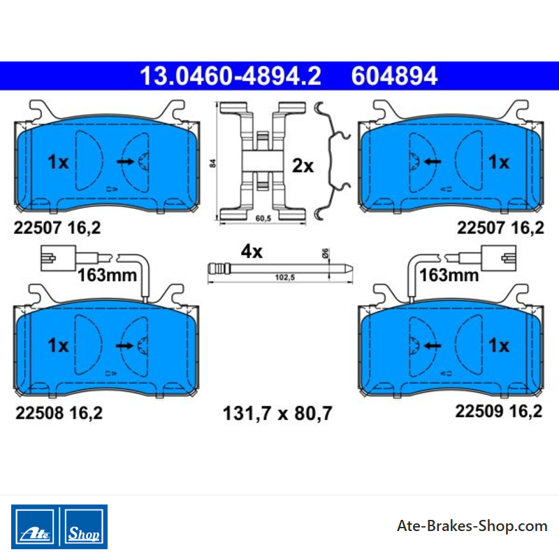 ATE plaquettes de frein d’origine (13046048942) pour Alfa Romeo