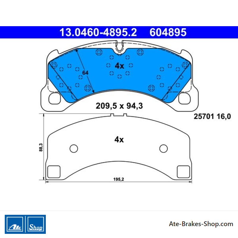 ATE original brake pads (13046048952) for Porsche