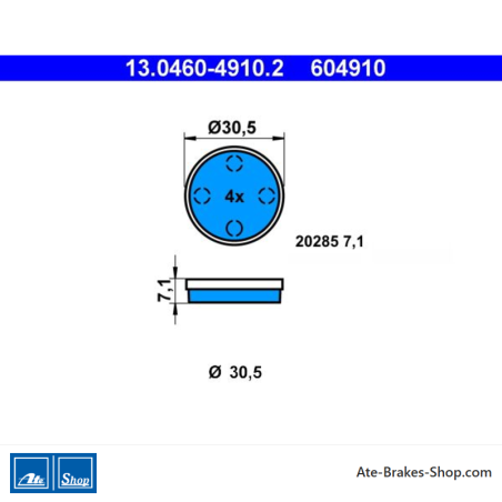 ATE original brake pads (13046049102) for Citroën