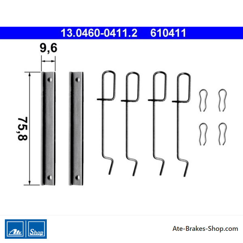 ATE Original brake pad accessories kit (13046004112) for Renault