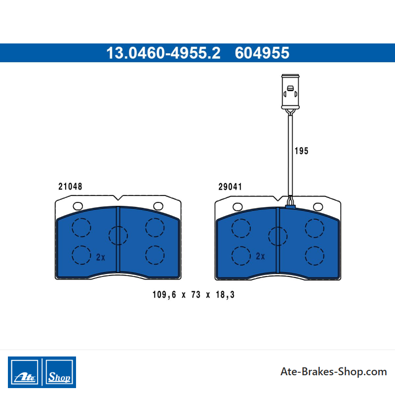 ATE original brake pads (13046049552) for Iveco