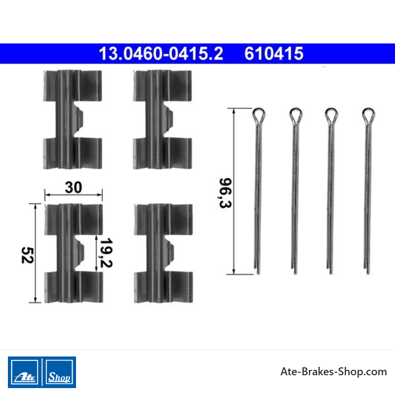 ATE Kit original de accesorios para pastillas de freno (13046004152) para Ford, Iveco