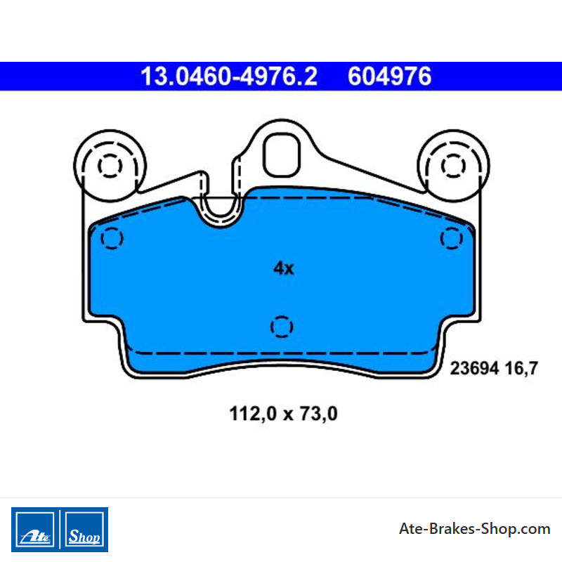 ATE plaquettes de frein d’origine (13046049762) pour Audi, Porsche, Volkswagen (VW)