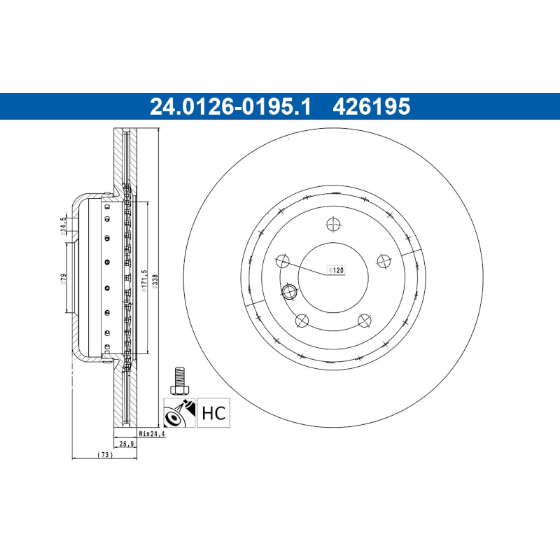 ATE Zweiteilige Bremsscheibe (2401260195202) für BMW