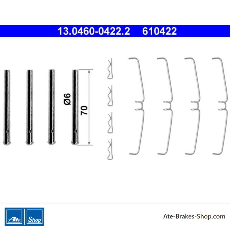 ATE Kit d’accessoires de plaquettes de frein d’origine (13046004222) pour Volvo
