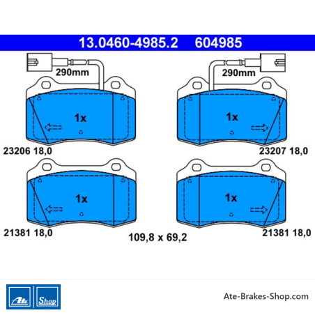 ATE original brake pads (13046049852) for Alfa Romeo
