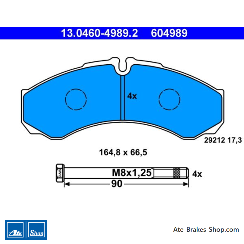 ATE original brake pads (13046049892) for Iveco