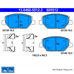 ATE plaquettes de frein d’origine (13046055122) pour Opel