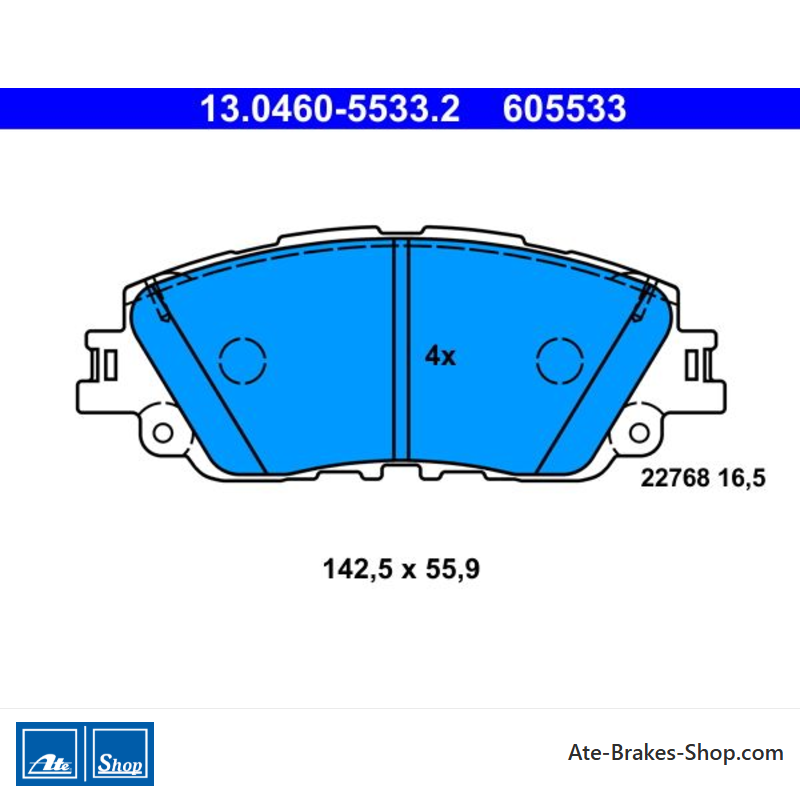 ATE originale Bremsbeläge (13046055332) für Lexus, Toyota