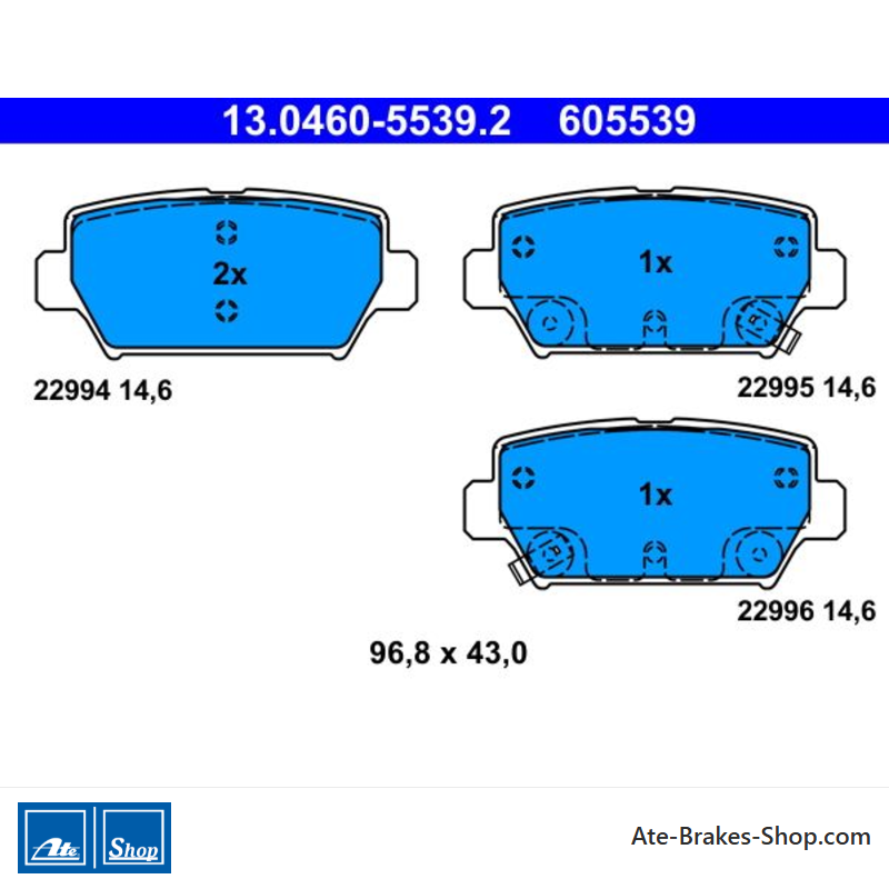ATE pastillas de freno originales (13046055392) para Mitsubishi