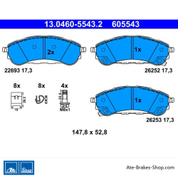 ATE original brake pads (13046055432) for Ford