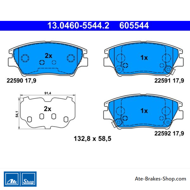ATE plaquettes de frein originales (13046055442) pour SsangYong