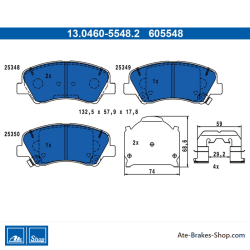 ATE pastillas de freno originales (13046055482) para Hyundai, Kia
