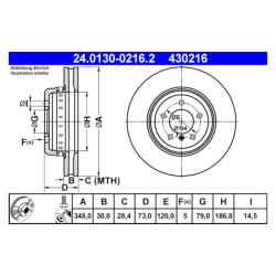 2 Pieces ATE Brake Disc (2401300216202) for BMW