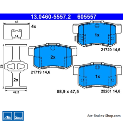 ATE originalen Bremsbeläge (13046055572) für Fiat, Honda, MG, Rover, Suzuki