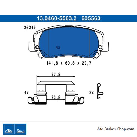 ATE original brake pads (13046055632) for Jeep