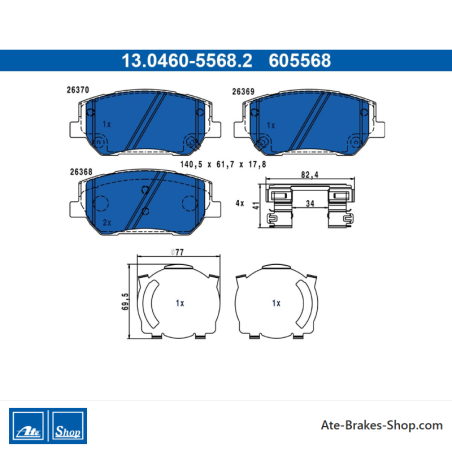 ATE originale Bremsbeläge (13046055682) für Hyundai
