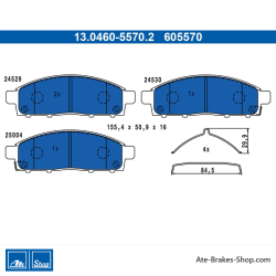 ATE originele remblokken (13046055702) voor Fiat, Mitsubishi