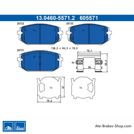ATE originele remblokken (13046055712) voor Hyundai, Kia