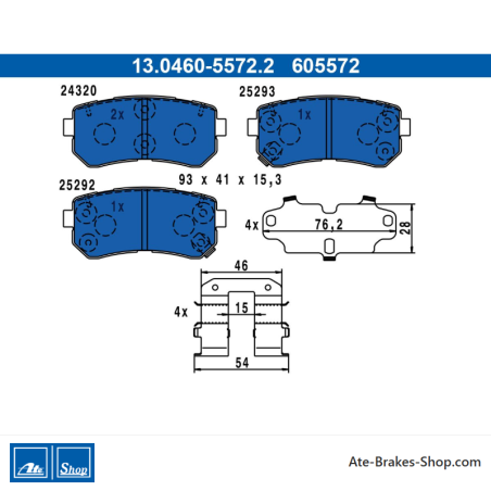 ATE originele remblokken (13046055722) voor Hyundai, Kia
