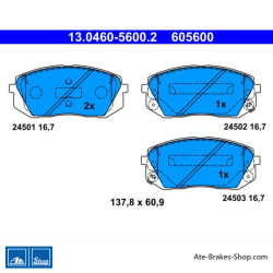 ATE originele remblokken (13046056002) voor Hyundai, Kia