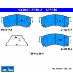 ATE original brake pads (13046056102) for Mazda