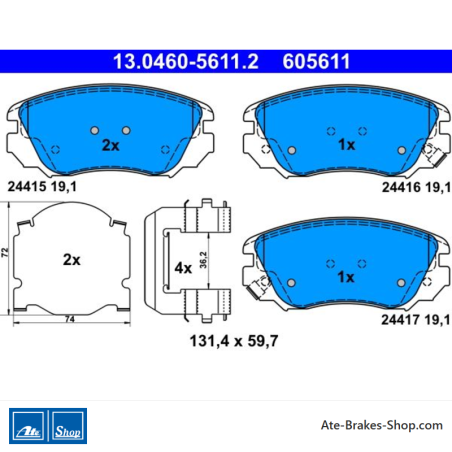 ATE originale Bremsbeläge (13046056112) für Chevrolet, Opel, Saab