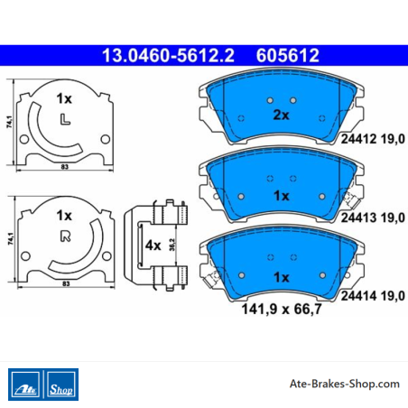 ATE originalen Bremsbelägen (13046056122) für Chevrolet, Opel, Saab, Vauxhall