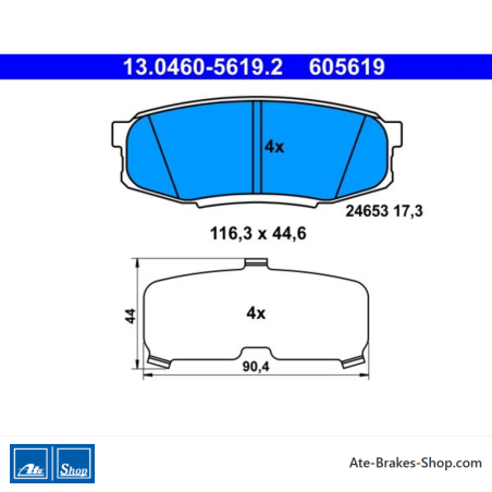 ATE originale Bremsbeläge (13046056192) für Toyota