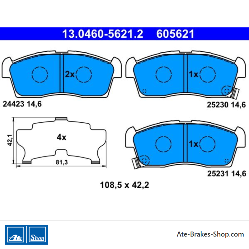 ATE plaquettes de frein d’origine (13046056212) pour Citroën, Mitsubishi, Peugeot, Suzuki