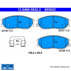 ATE originalen Bremsbeläge (13046056222) für Hyundai, SsangYong