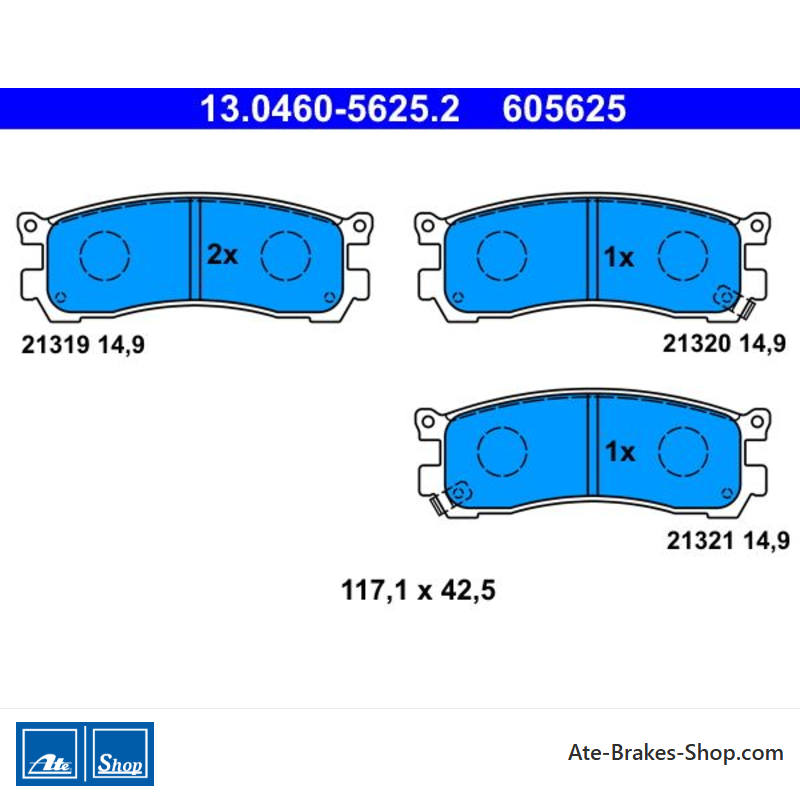 ATE originale Bremsbeläge (13046056252) für Mazda