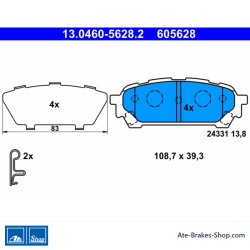 ATE original brake pads (13046056282) for Subaru