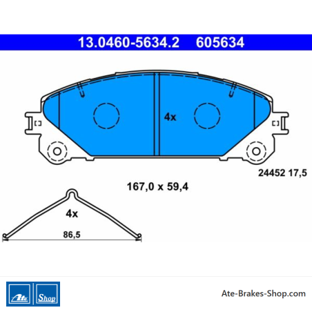 ATE pastillas de freno originales (13046056342) para Lexus, Subaru y Toyota