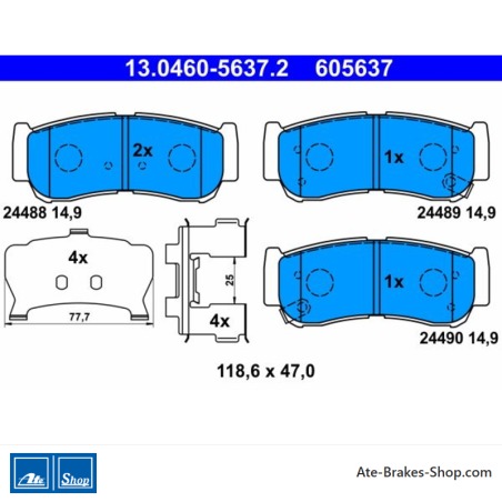 ATE originale Bremsbeläge (13046056372) für Hyundai