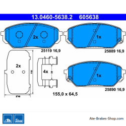 ATE pastillas de freno originales (13046056382) para Hyundai