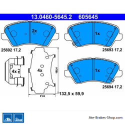 ATE originalen Bremsbeläge (13046056452) für Hyundai, Kia