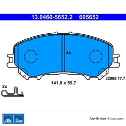 ATE original brake pads (13046056522) for Nissan