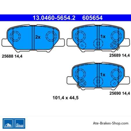 ATE originalen Bremsbelägen (13046056542) für Citroën, Mazda, Mitsubishi, Peugeot
