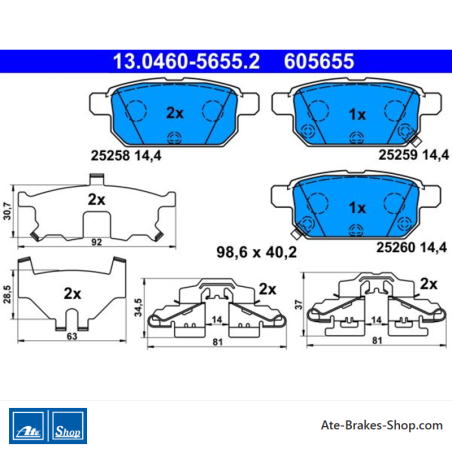 ATE originalen Bremsbeläge (13046056552) für Suzuki