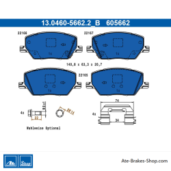 ATE originale Bremsbeläge (13046056622) für Alfa Romeo, Fiat, Jeep