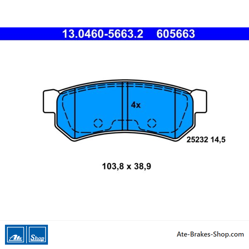 ATE original brake pads (13046056632) for Chevrolet