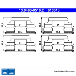 ATE Originele remblokaccessoirekit (13046005102) voor Peugeot, Seat, Skoda, Volkswagen (VW)