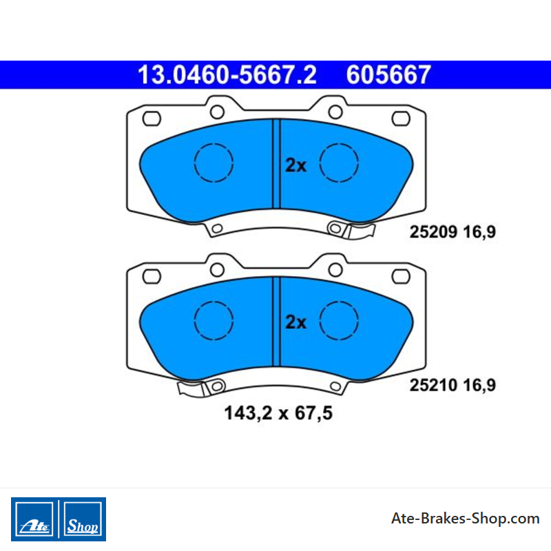 ATE pastillas de freno originales (13046056672) para Toyota