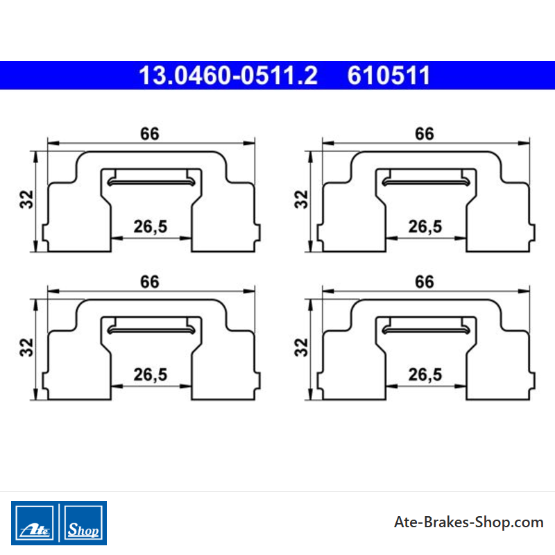 ATE Original brake pad accessories kit (13046005112) for Citroën