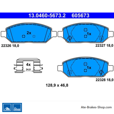 ATE original brake pads (13046056732) for Opel