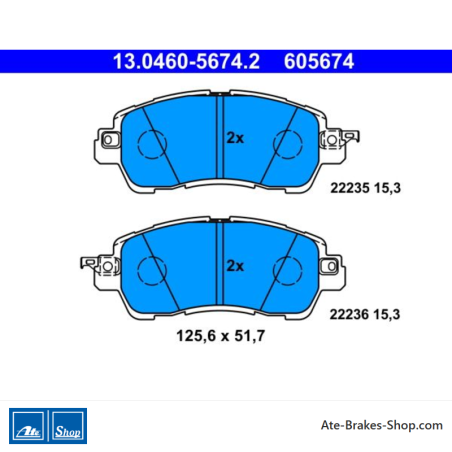 ATE originalen Bremsbeläge (13046056742) für Mazda