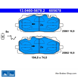 ATE original brake pads (13046056782) for Audi, Cupra, Volkswagen (VW)