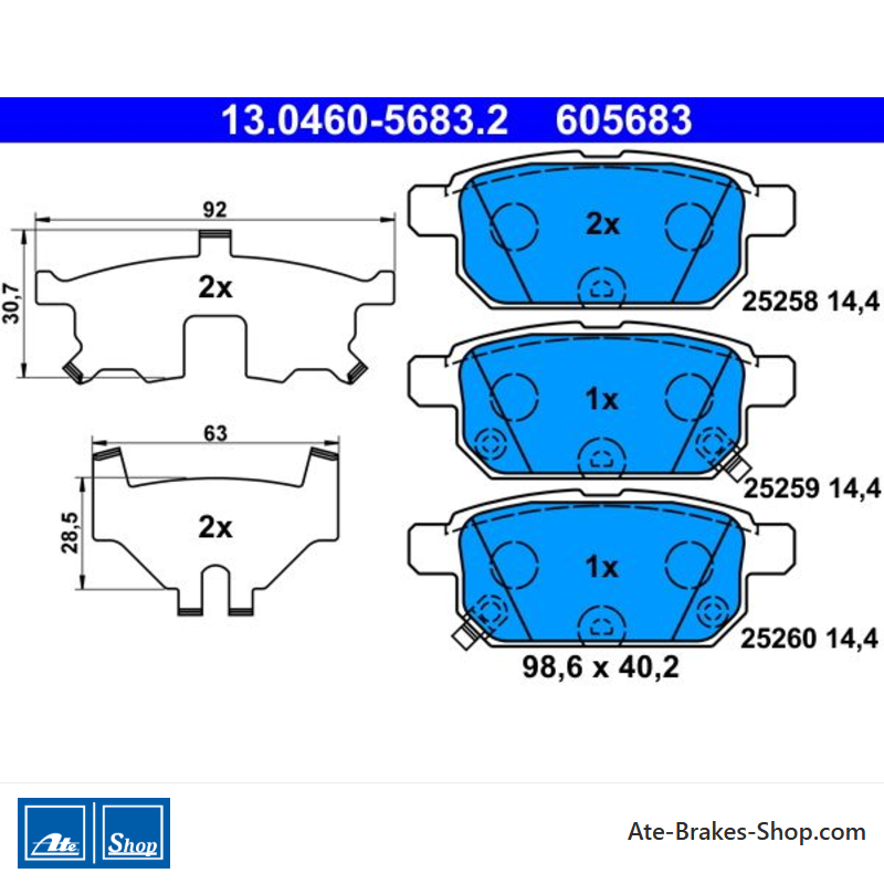 ATE originalen Bremsbelägen (13046056832) für Suzuki